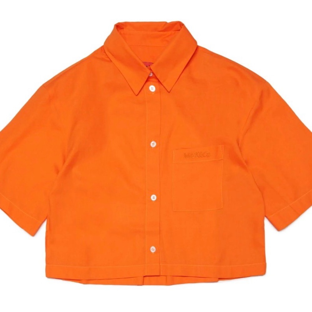 Kids Short-Sleeve Button Front Shirt - Orange